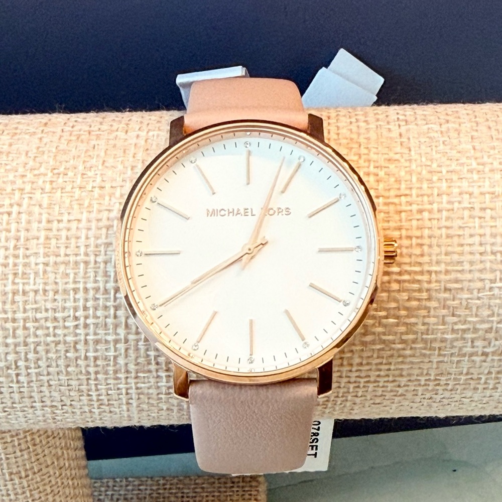 MICHAEL KORS Pyper Rose Gold-Tone Blush Leather Watch